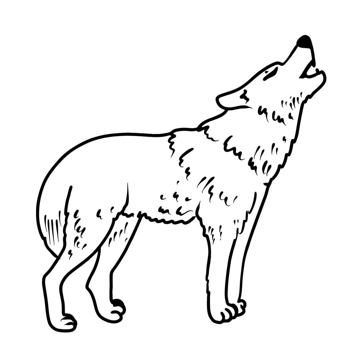 Cosy white winter wolf coloring page