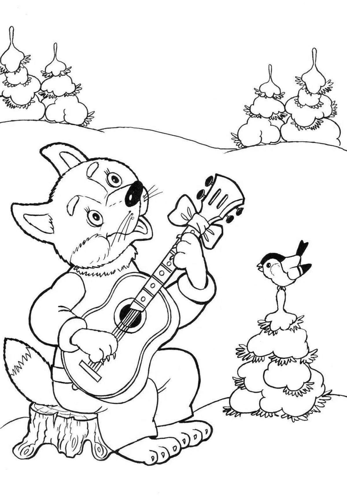 Cozy gray winter wolf coloring page