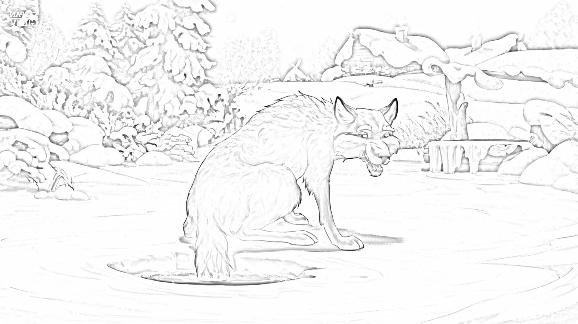 Majestic black winter wolf coloring page