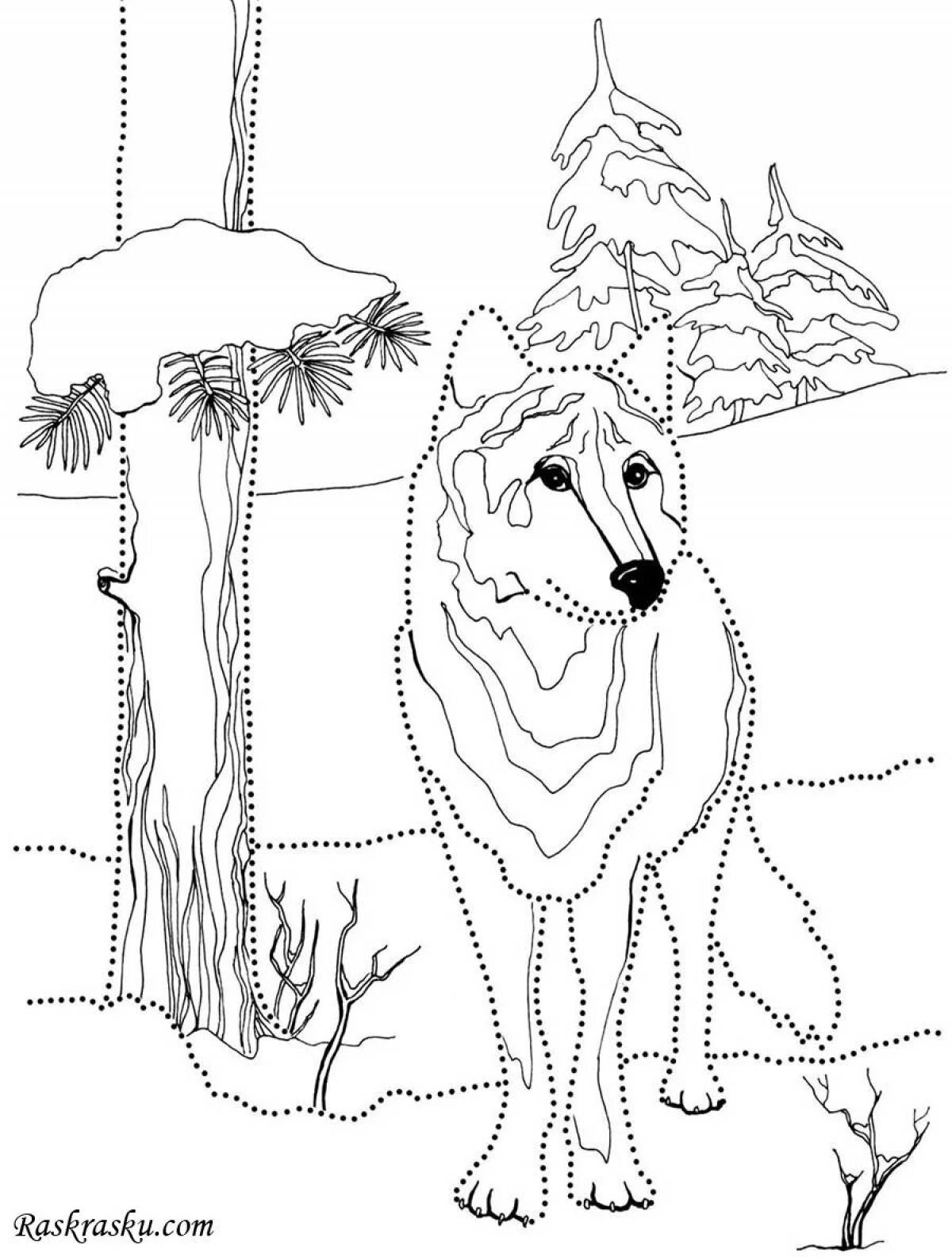 Howling black winter wolf coloring page