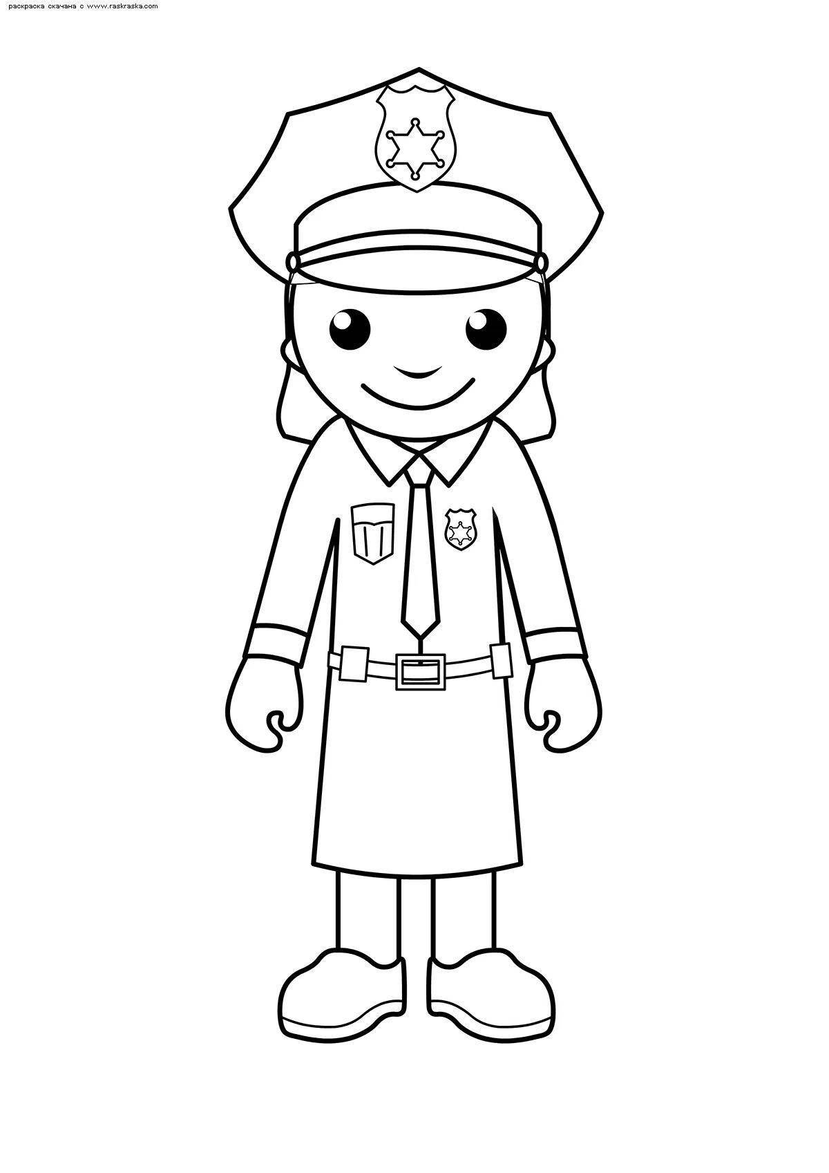 Playful coloring page for police kids