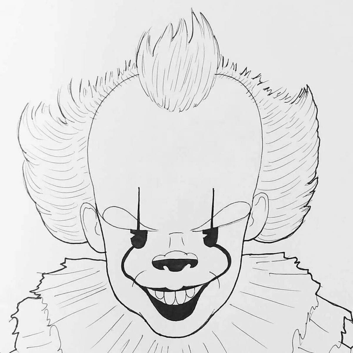 Creepy coloring scary clown
