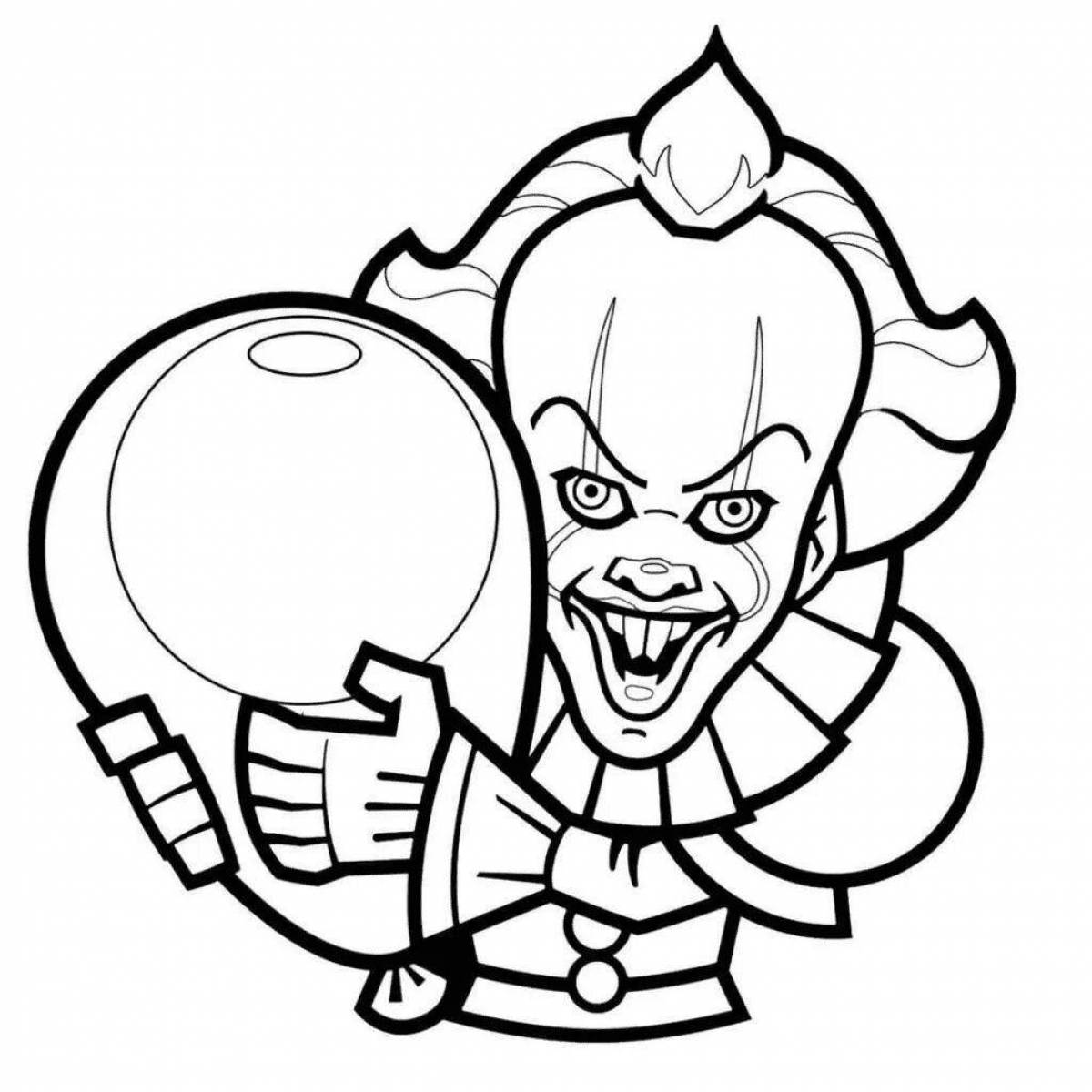 Grotesque scary clown coloring book