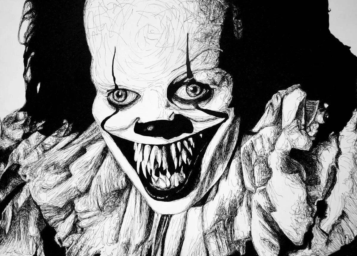 Disturbing coloring scary clown