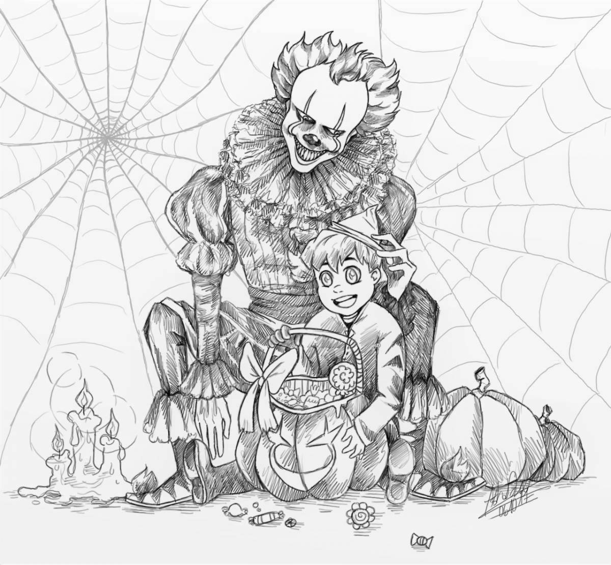 Unfriendly scary clown coloring book