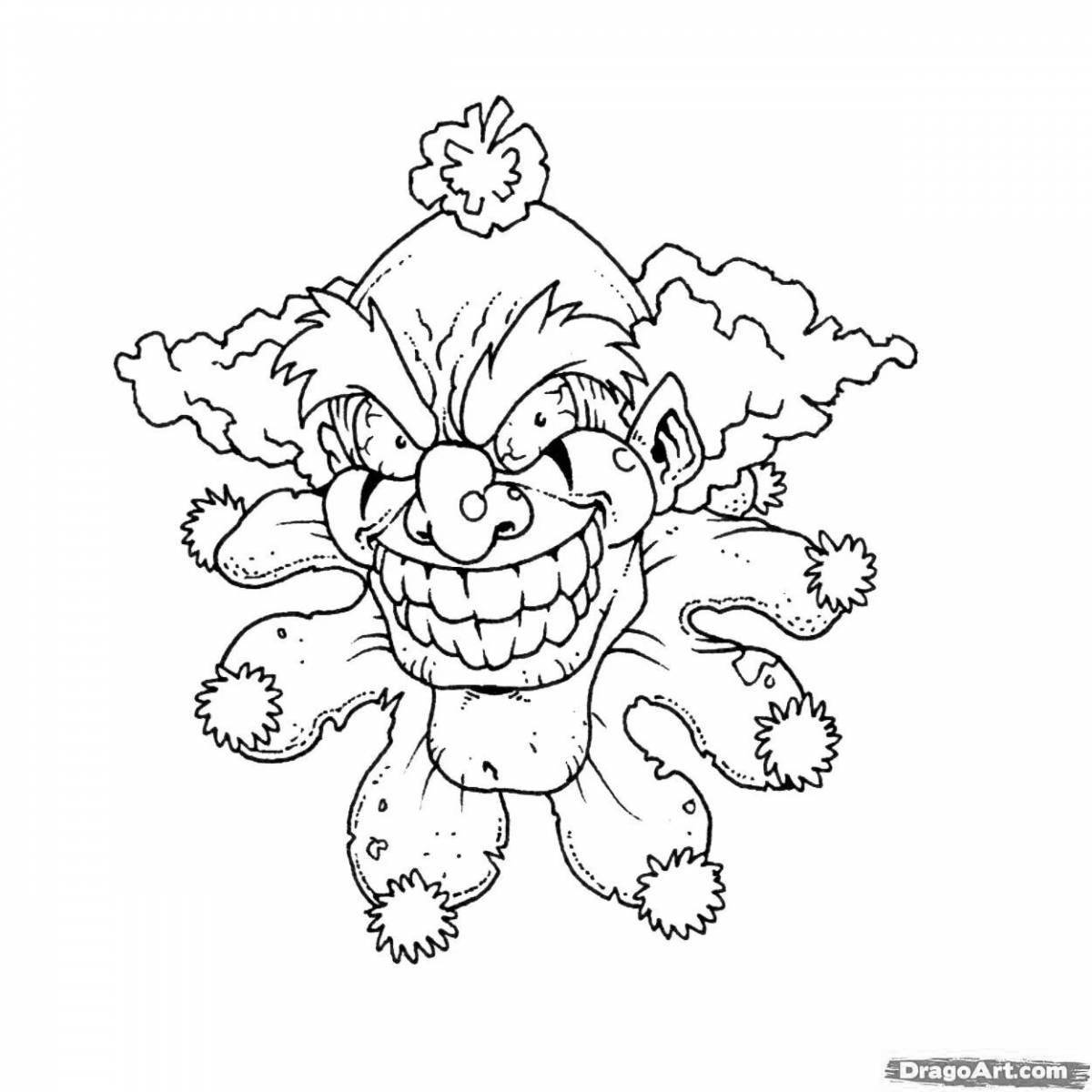 Unappetizing scary clown coloring book