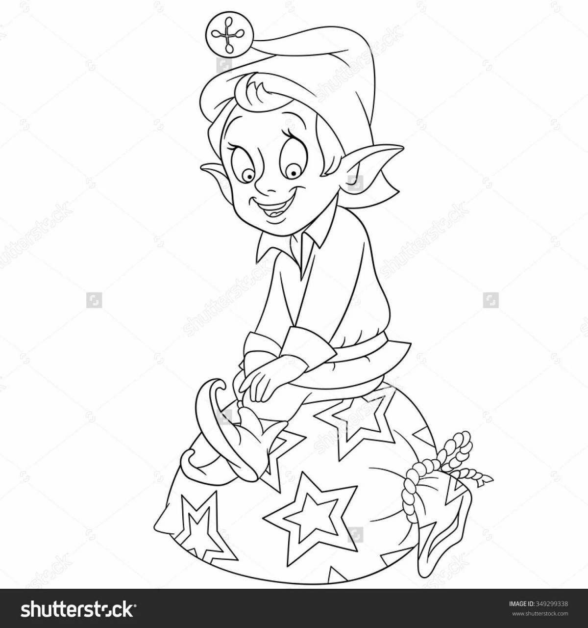 Animated christmas elf coloring book