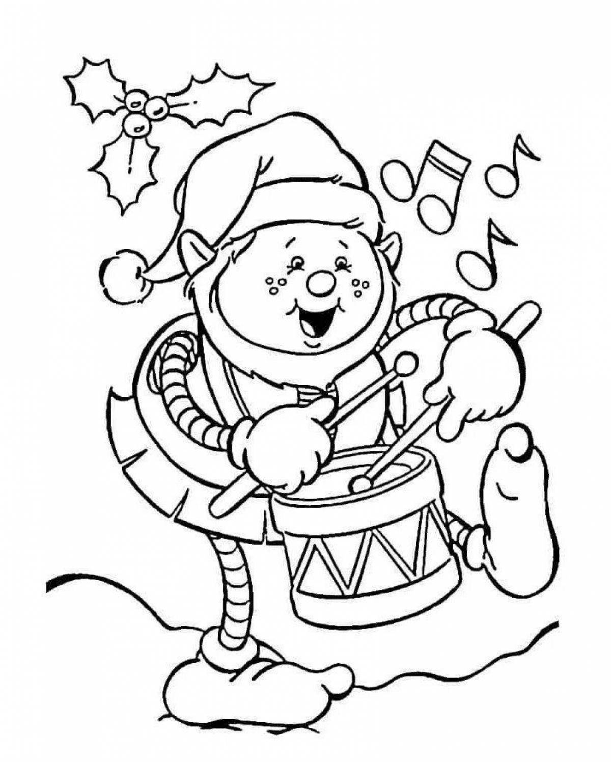 Friendly christmas elf coloring book