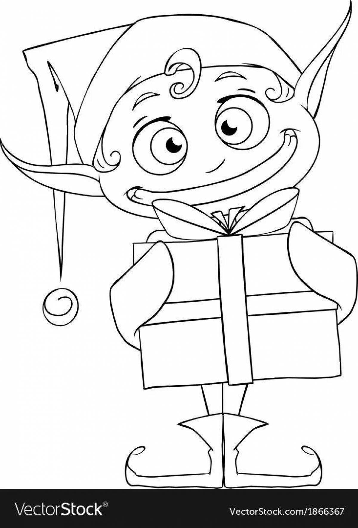 Gracious christmas elf coloring pages