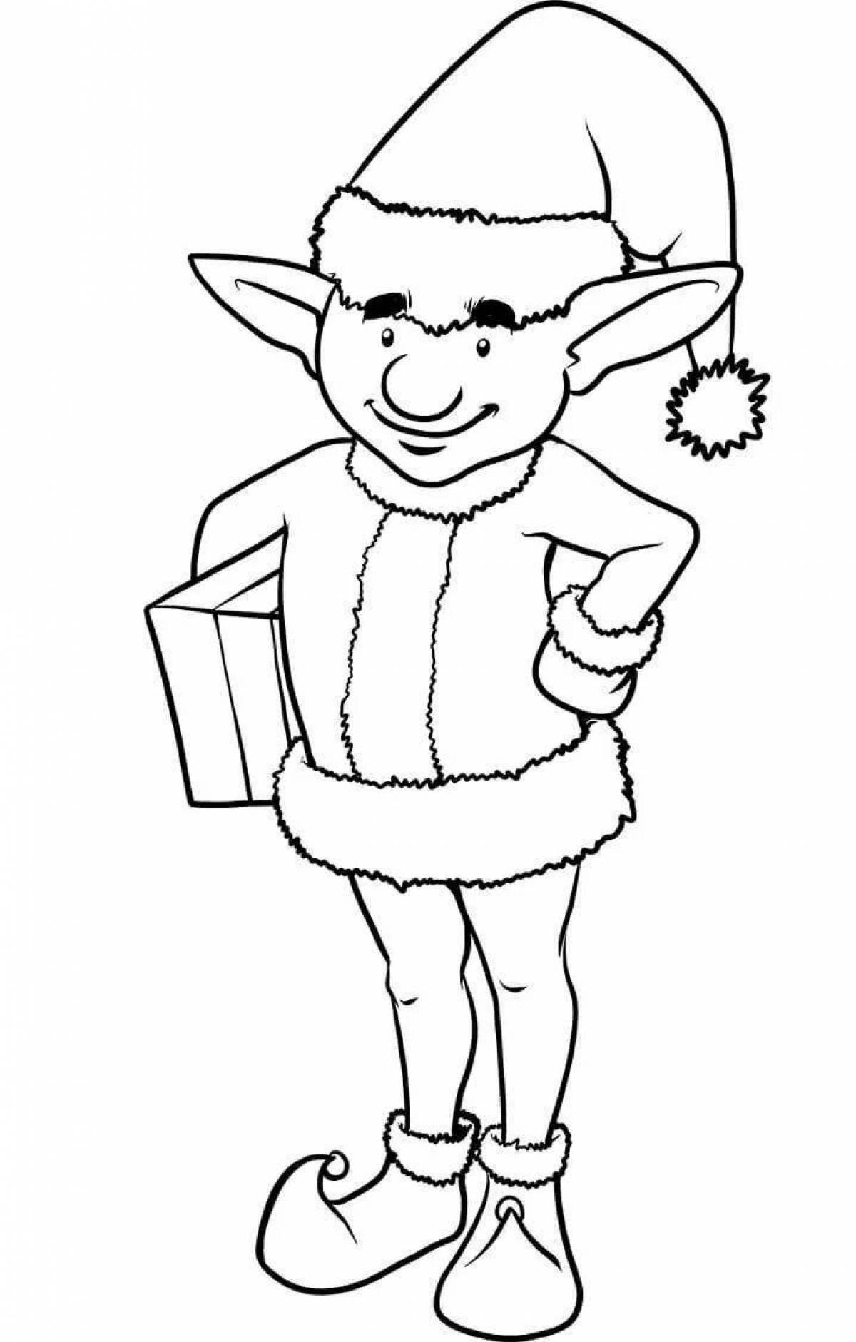 Happy christmas elf coloring book