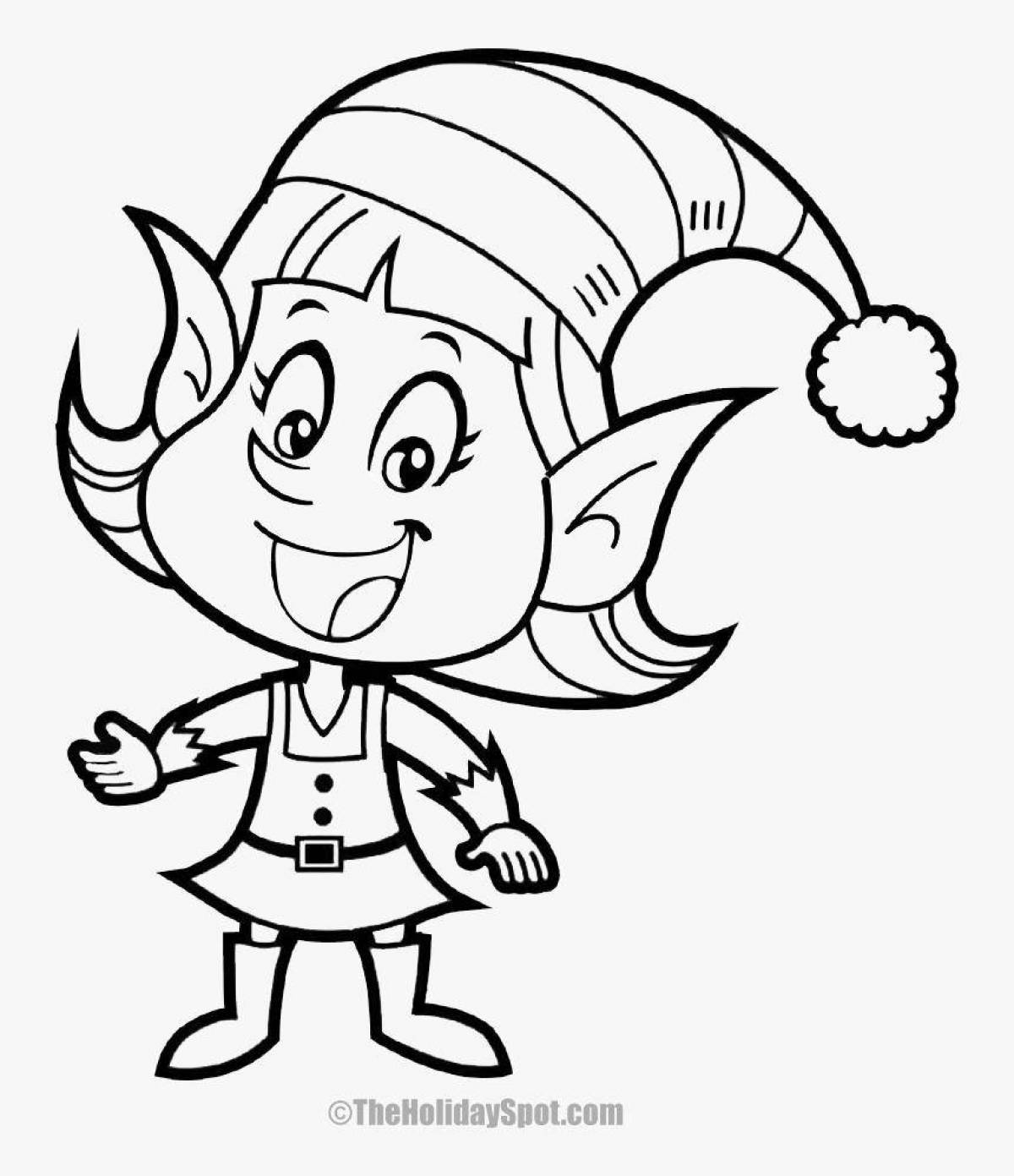 Leaving christmas elf coloring book