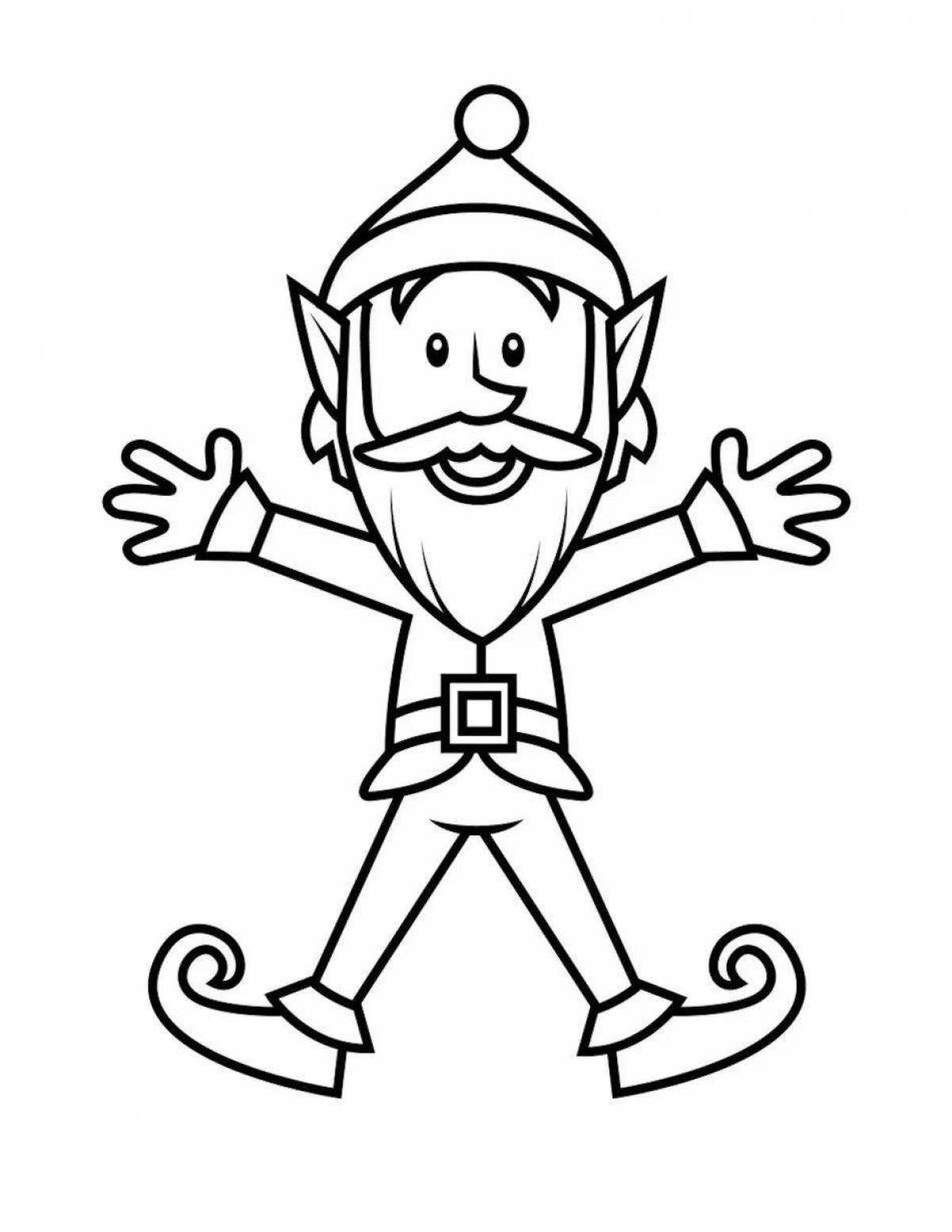 Christmas elf shining coloring book