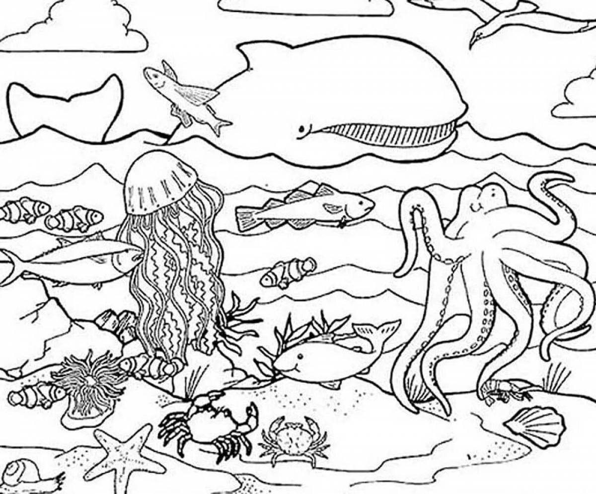 Adorable underwater life coloring book