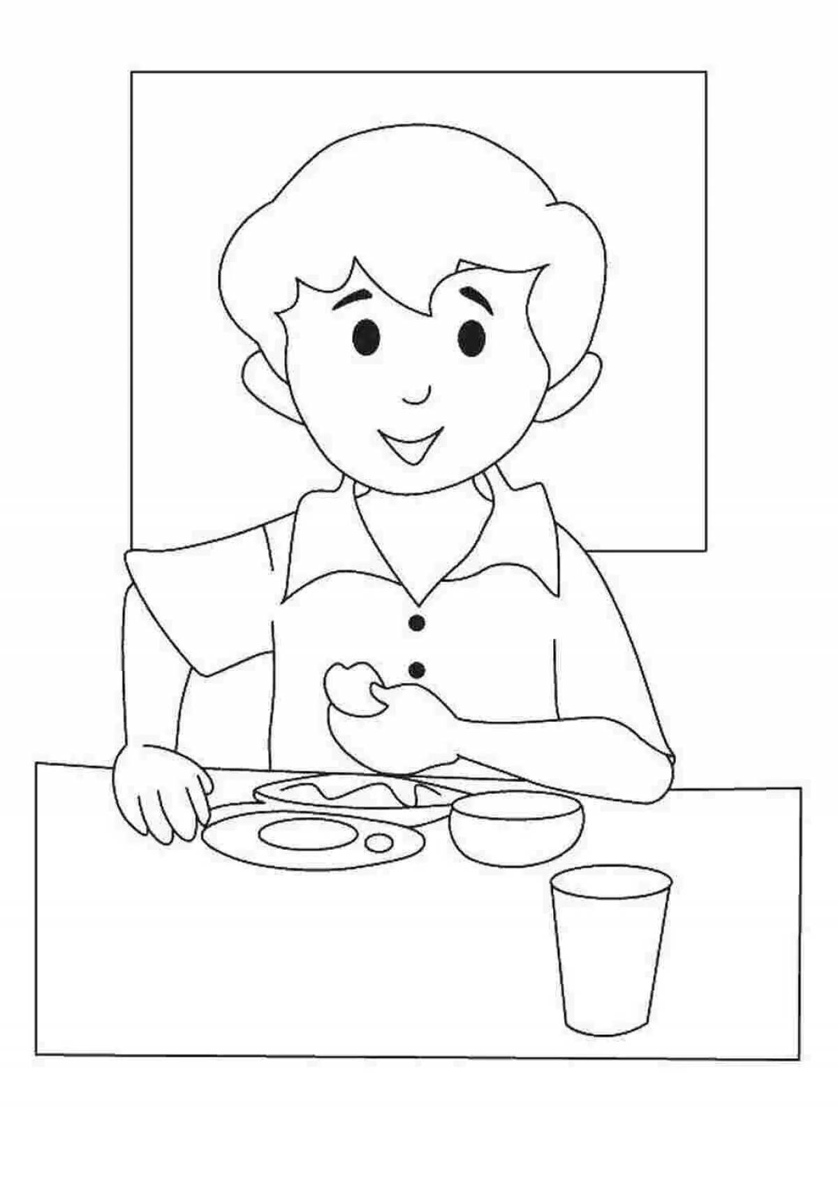 Coloring page festive school canteen
