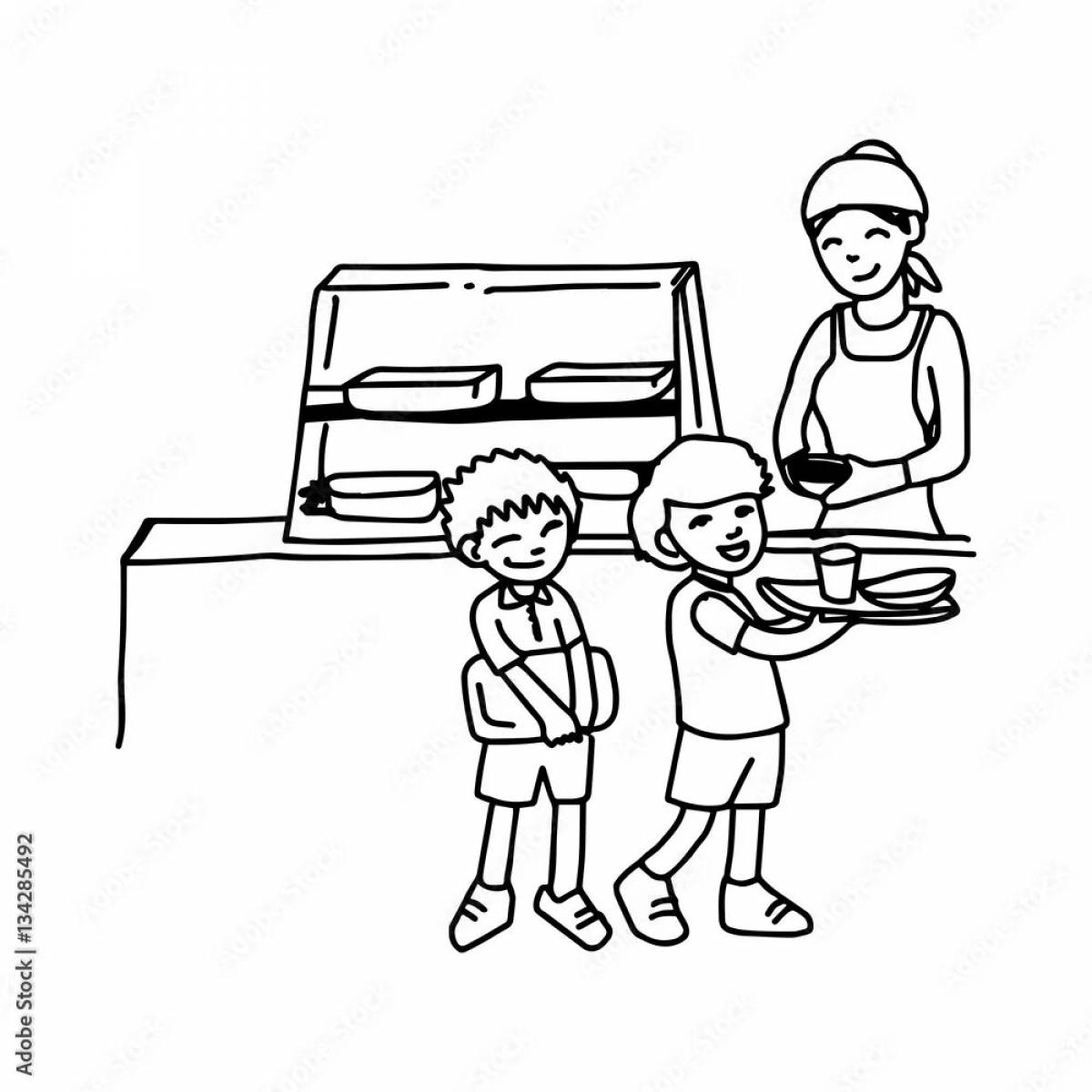 Sweet school canteen coloring page