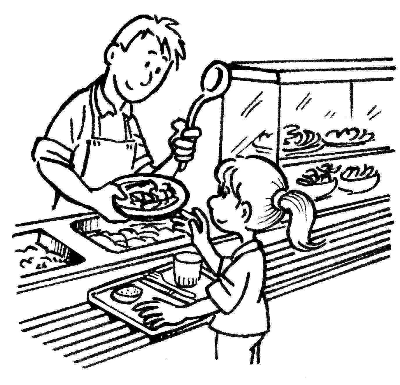 Fancy school canteen coloring page