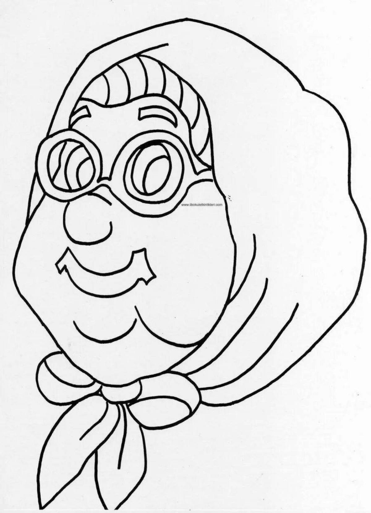 Bright grandmother portrait coloring page