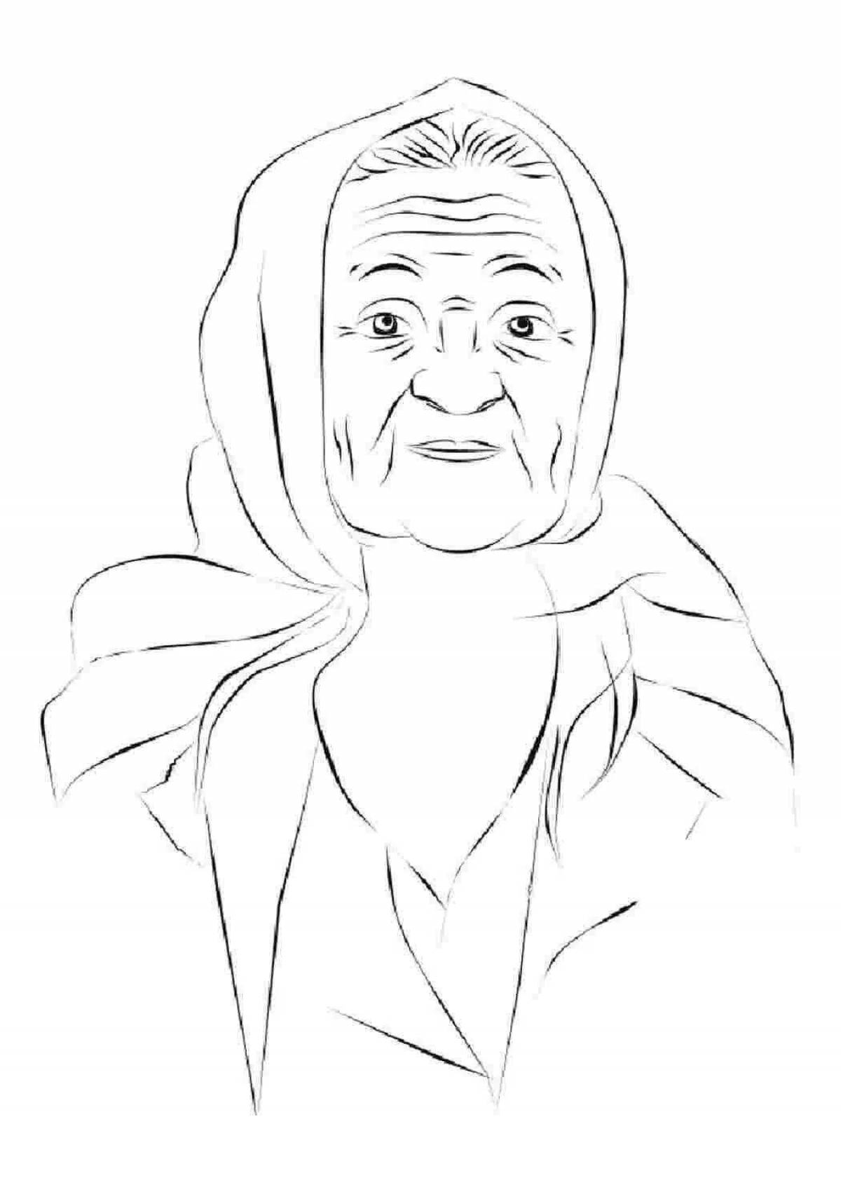 Grandma portrait coloring page
