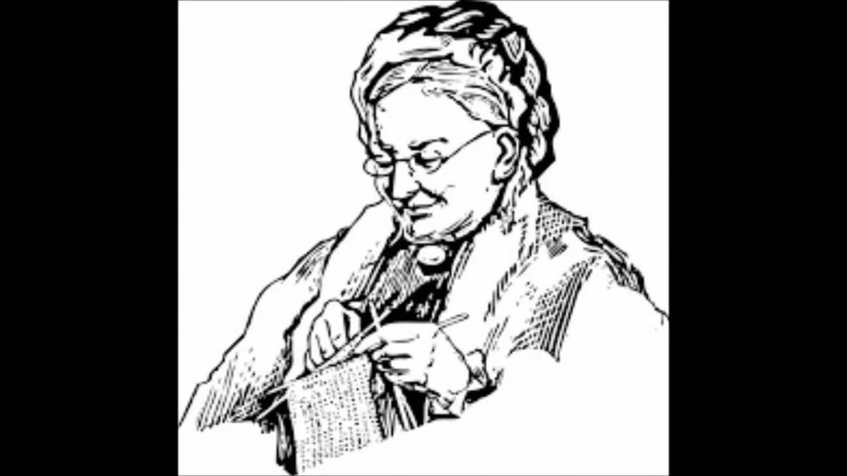 Coloring book exquisite portrait of grandmother