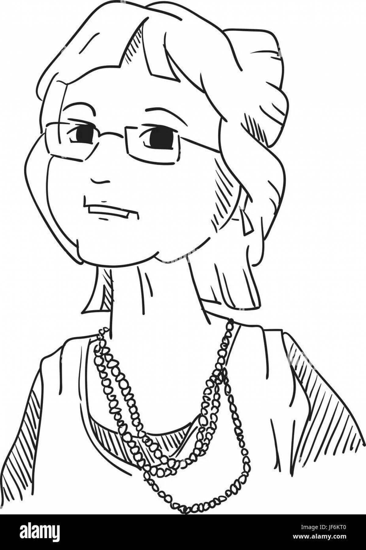 Photo Adorable grandmother portrait coloring book