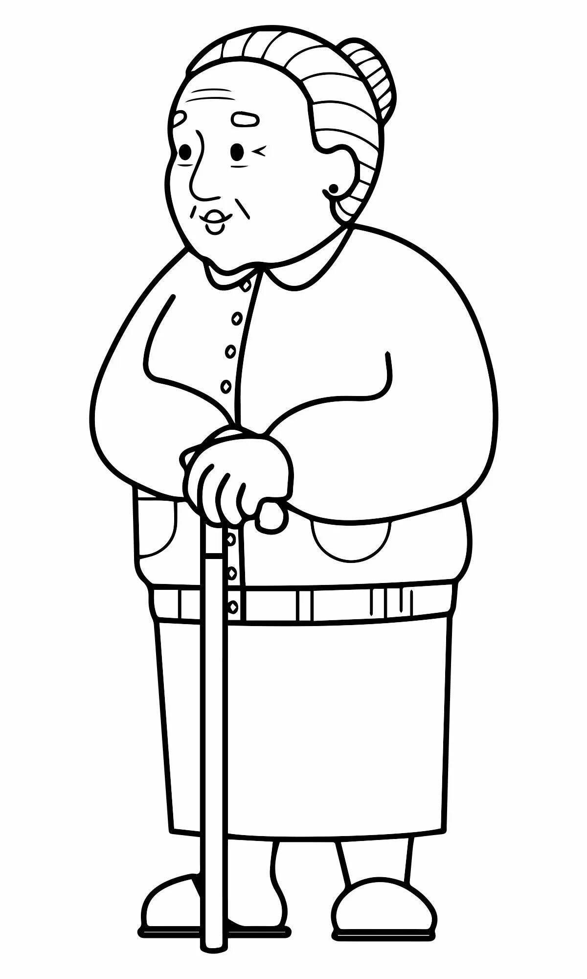 Photo Coloring portrait of a charming grandmother