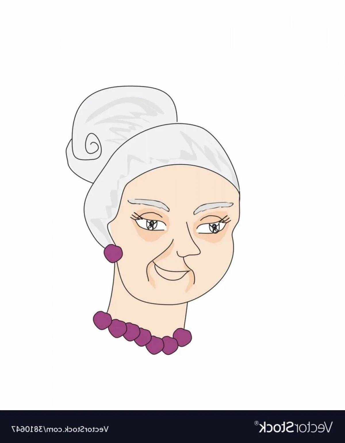 Shiny Granny Portrait Coloring Page