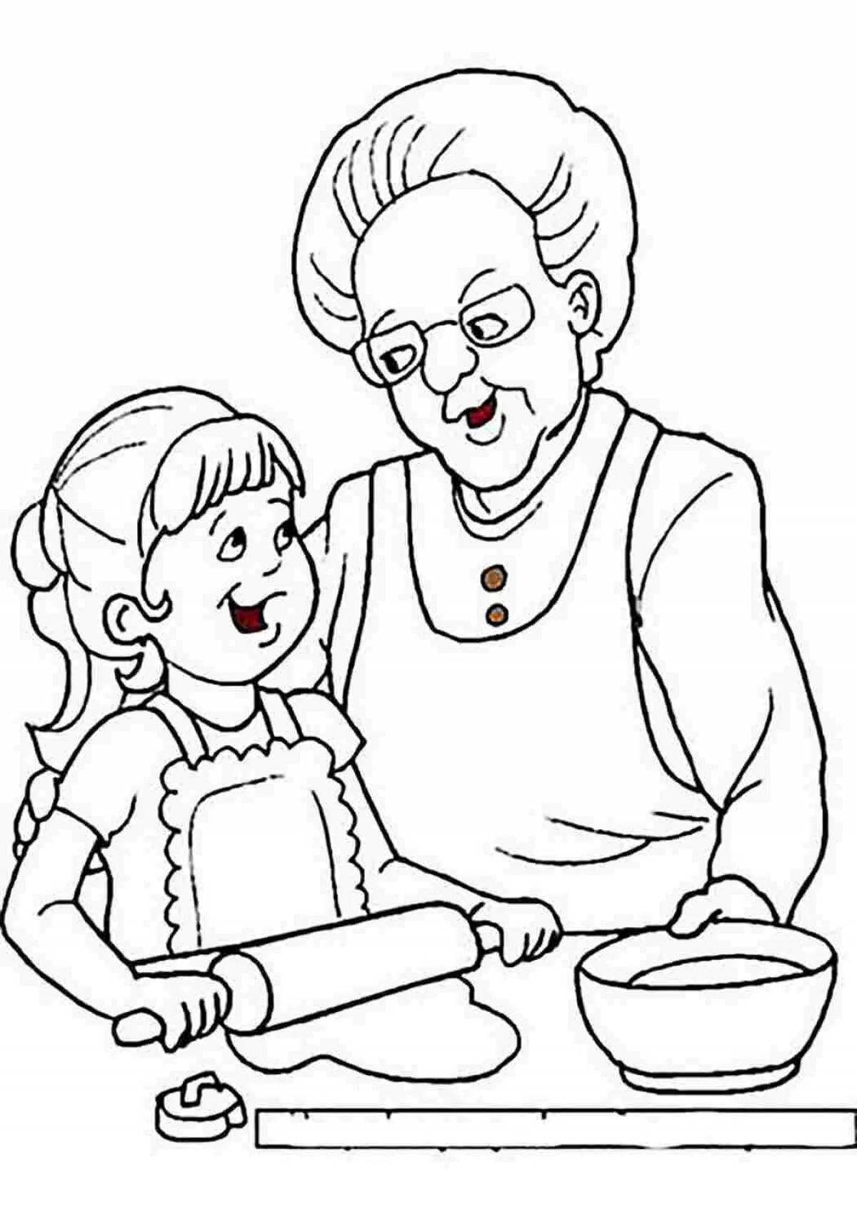 Great grandmother portrait coloring page