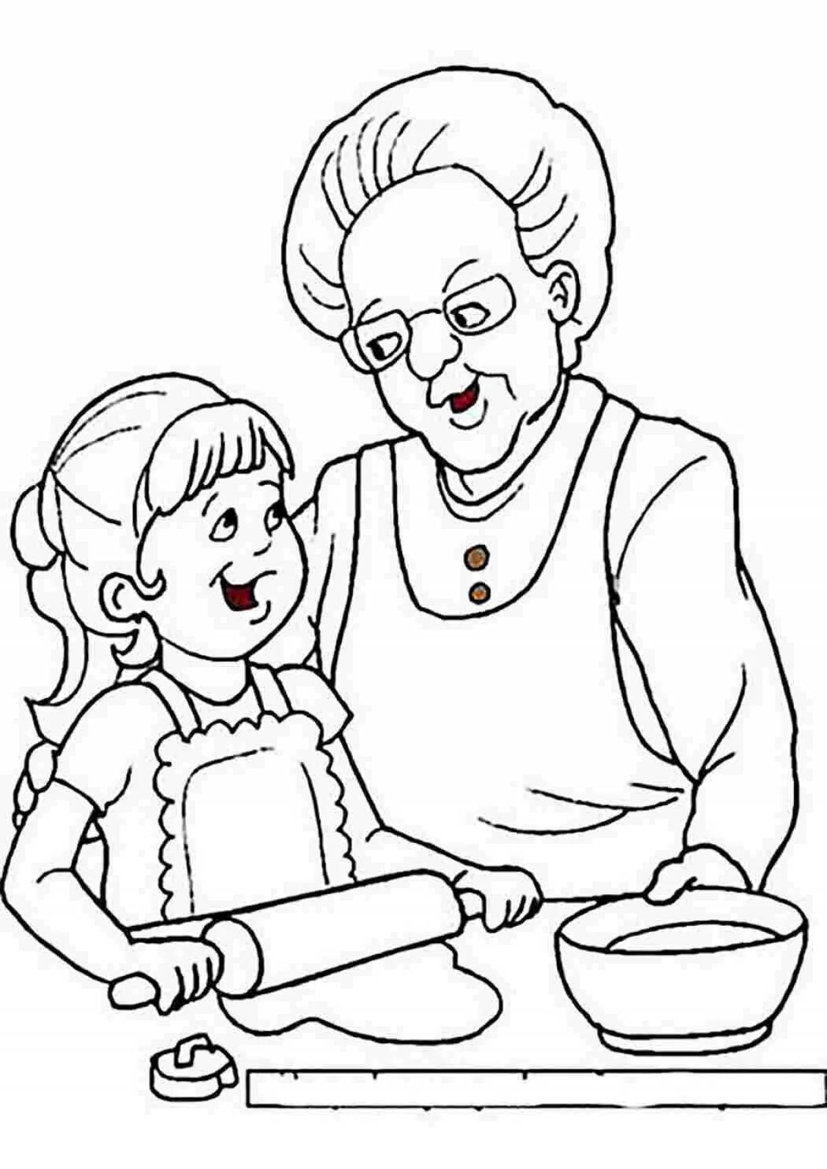 Photo Great grandmother portrait coloring page