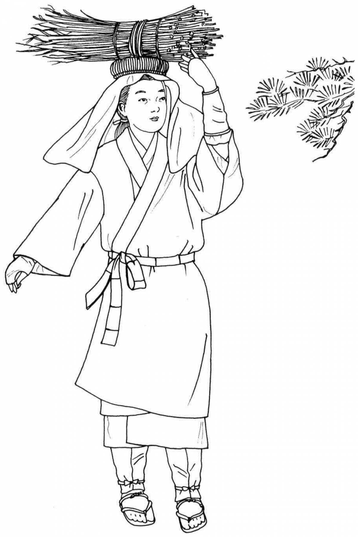 Coloring page luxury chinese clothes