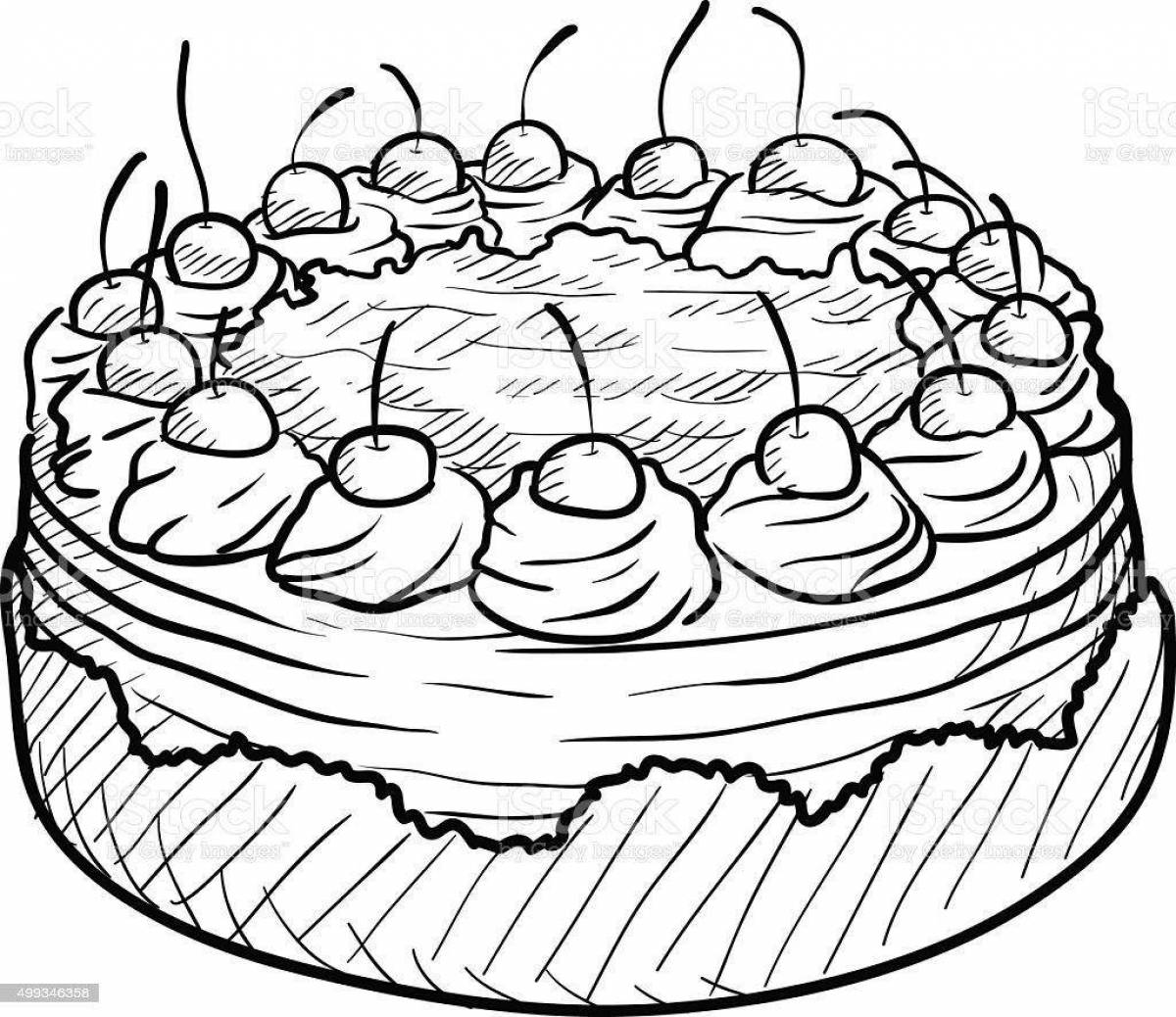 Coloring page delicious chocolate cake
