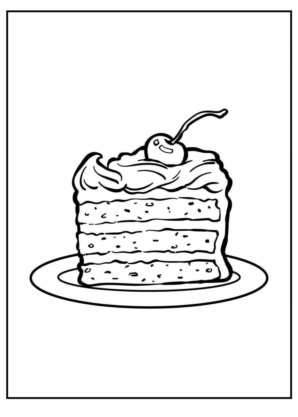 Coloring page teasing chocolate cake