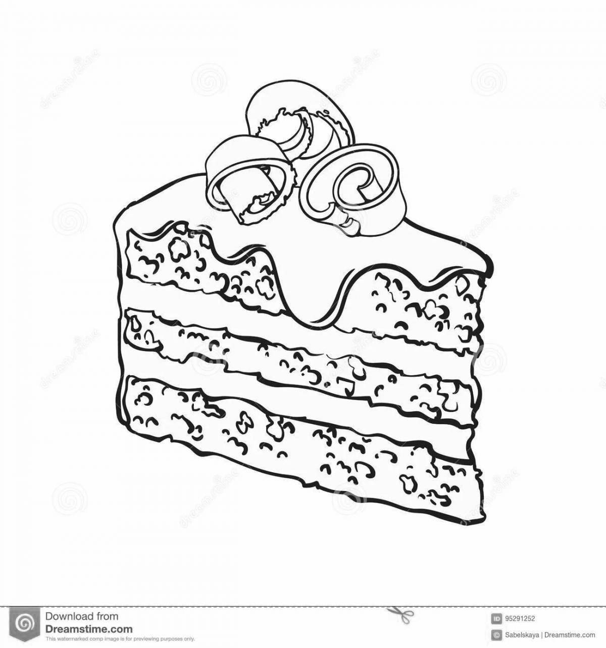 Coloring page chocolate cake with nut filling