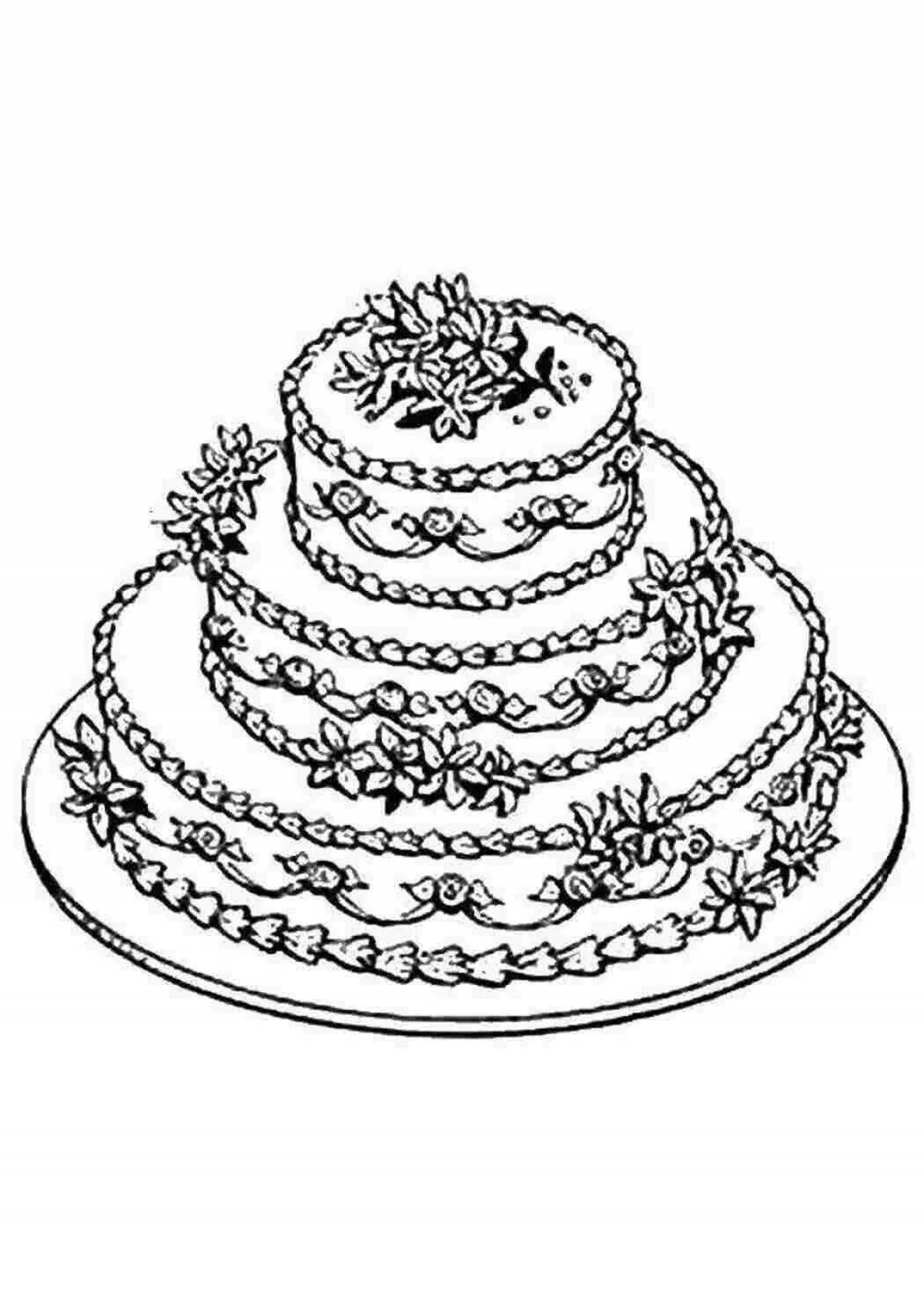 Coloring page chocolate cake with fruit filling