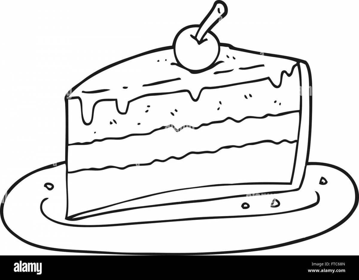 Chocolate cake coloring page with colorful icing