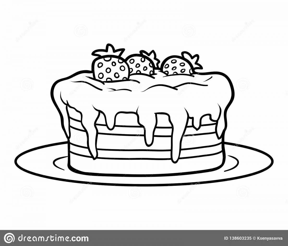 Coloring page chocolate cake with colorful filling