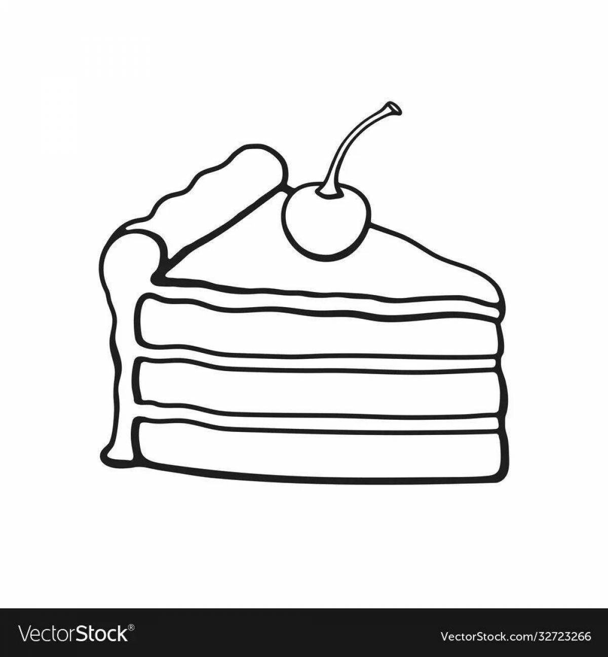 Chocolate cake coloring page with colorful layers