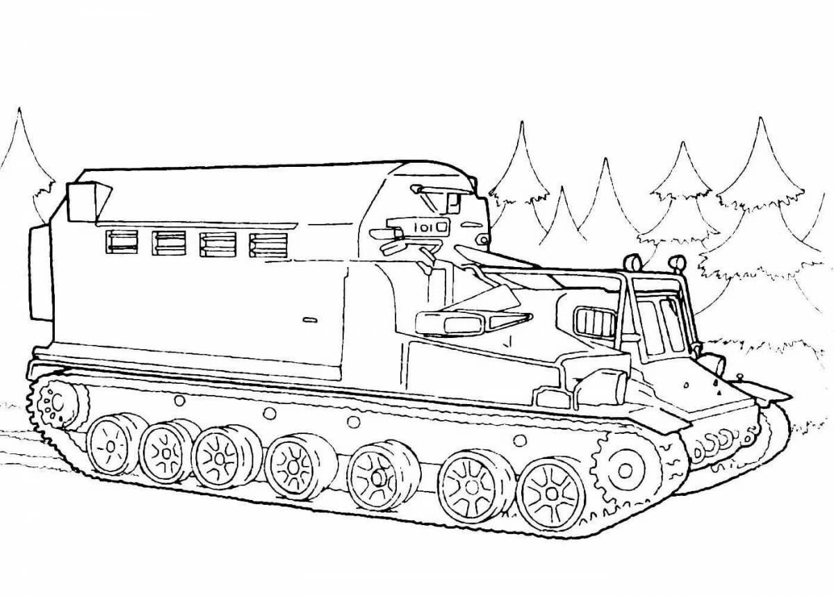 Colourful mendeleev's tank coloring page