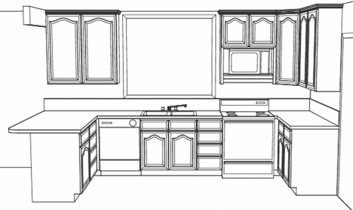 Photo Coloring bright kitchen set