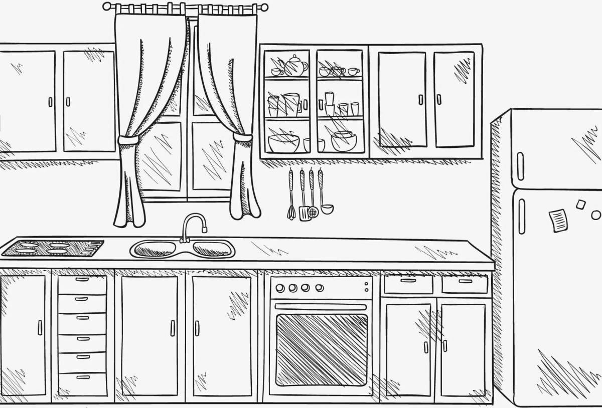 Fun coloring of the kitchen set