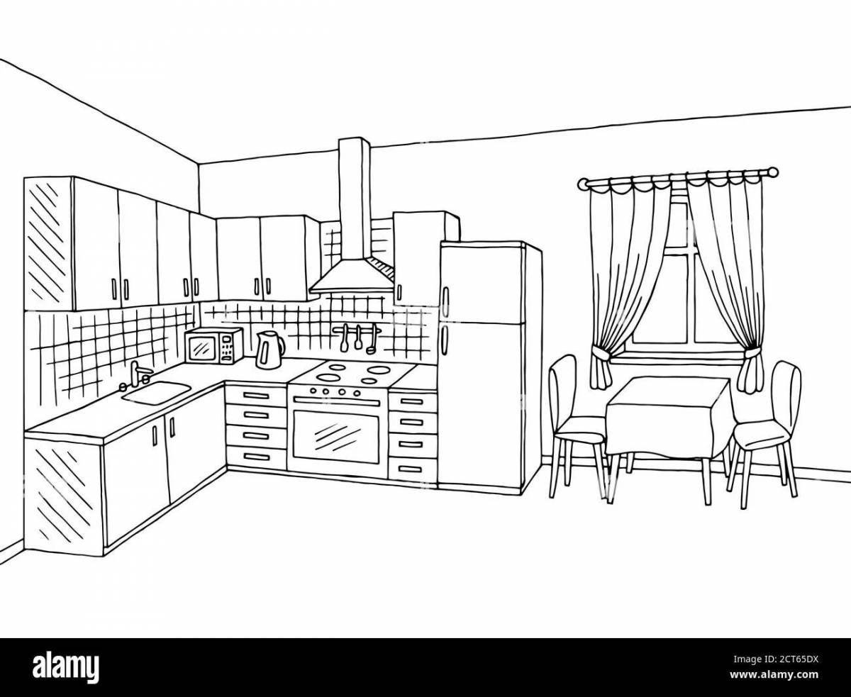 Coloring book wonderful kitchen set