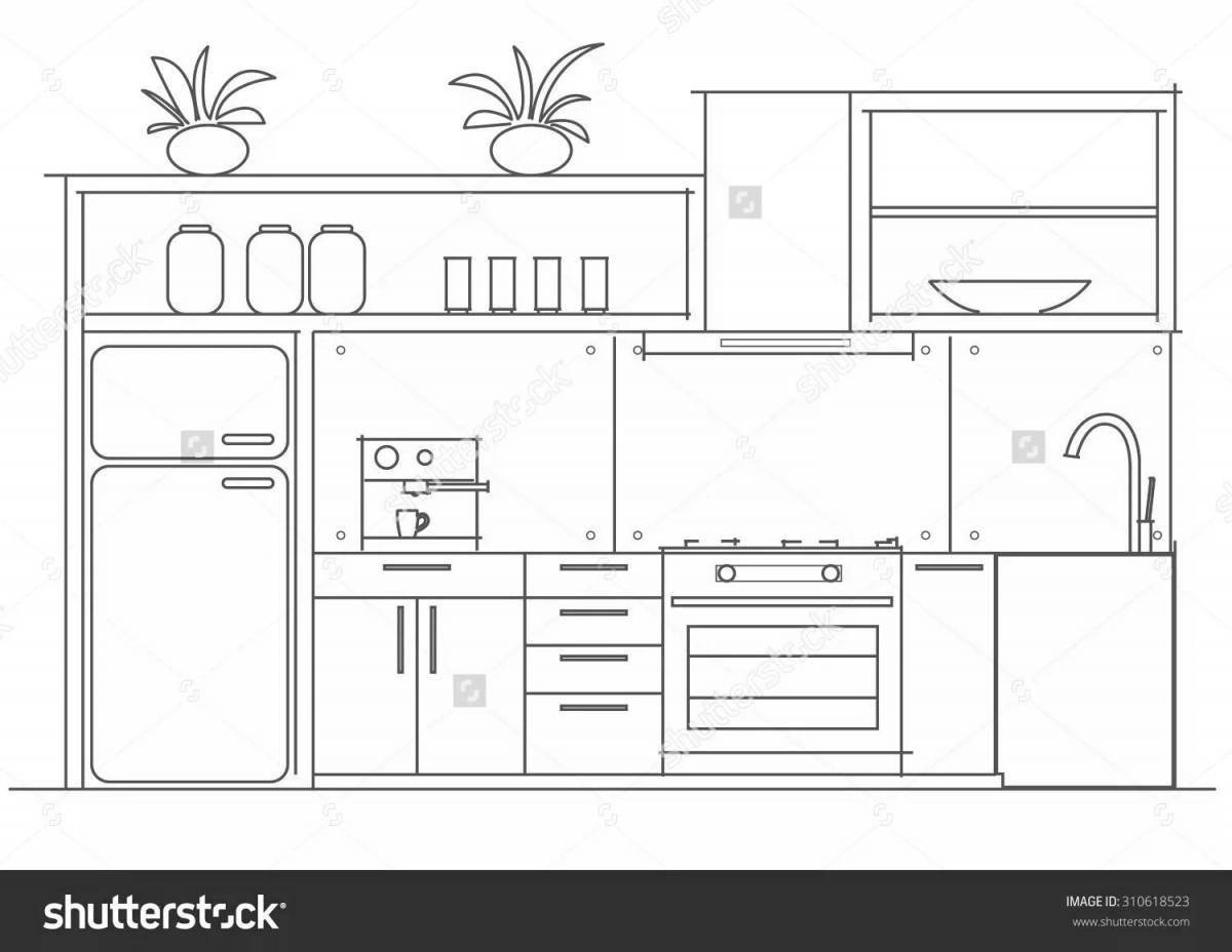 Inviting kitchen set coloring