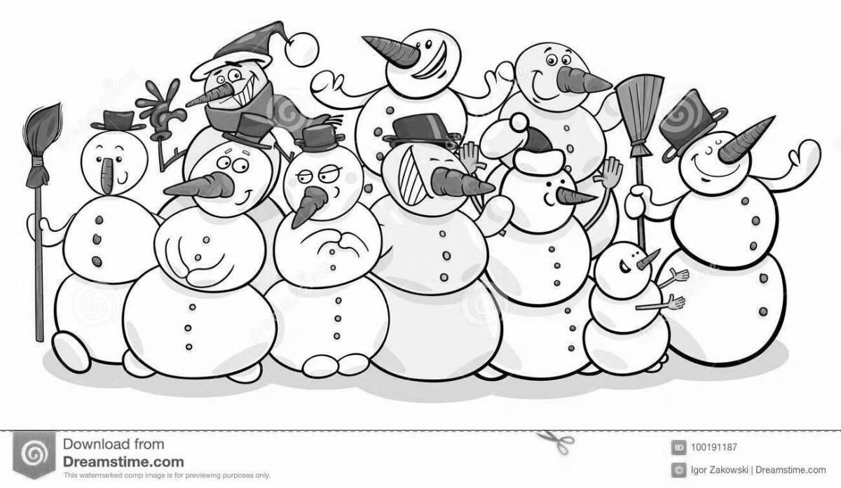 Playful coloring school snowman