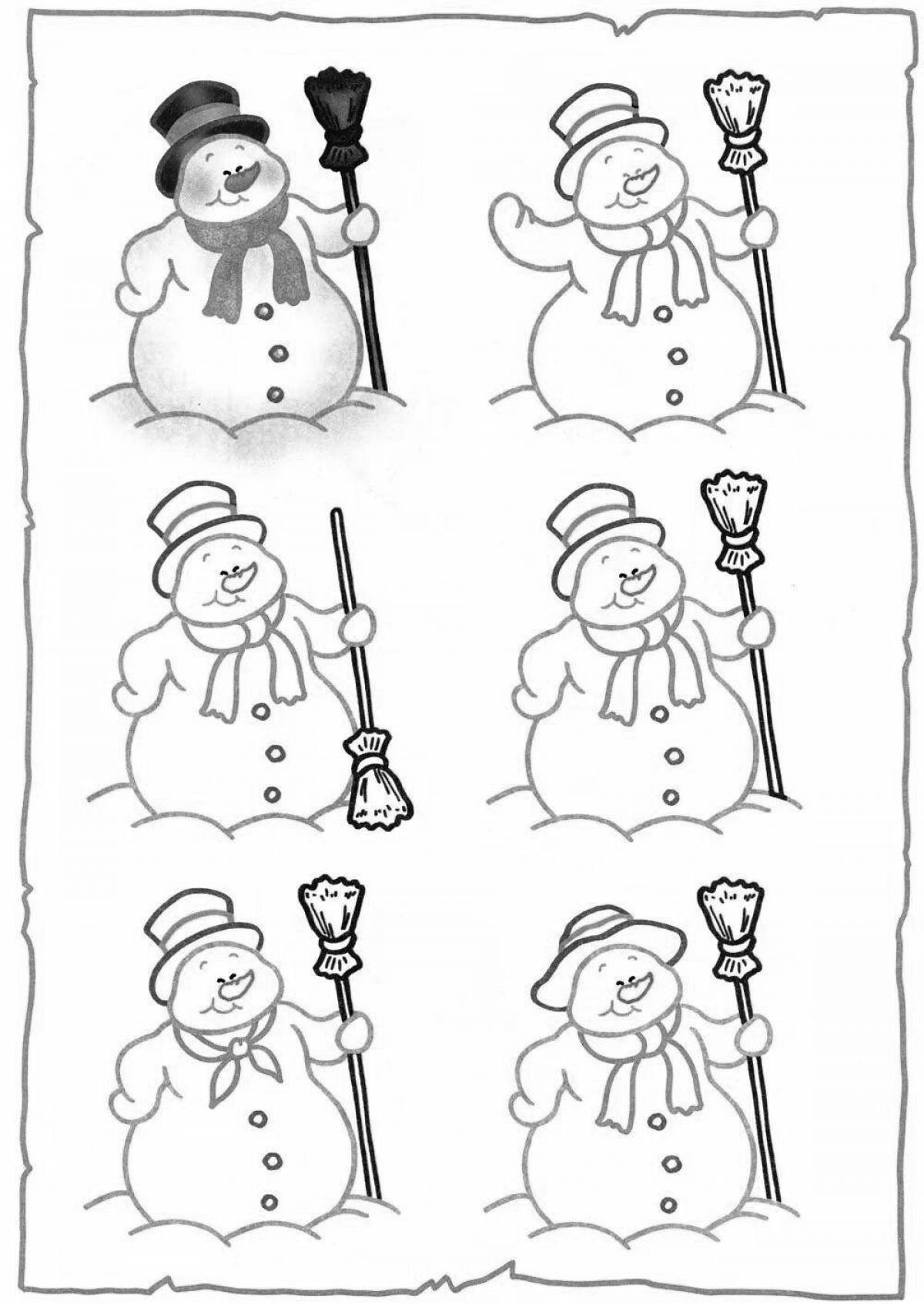 Comic coloring school snowman