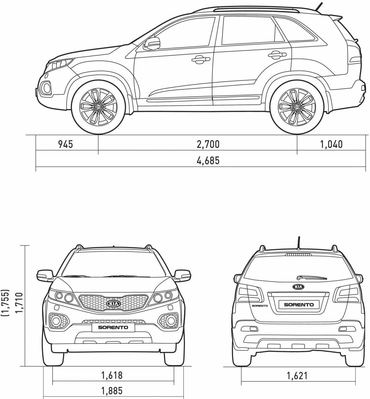 Elegant kia sorento coloring book