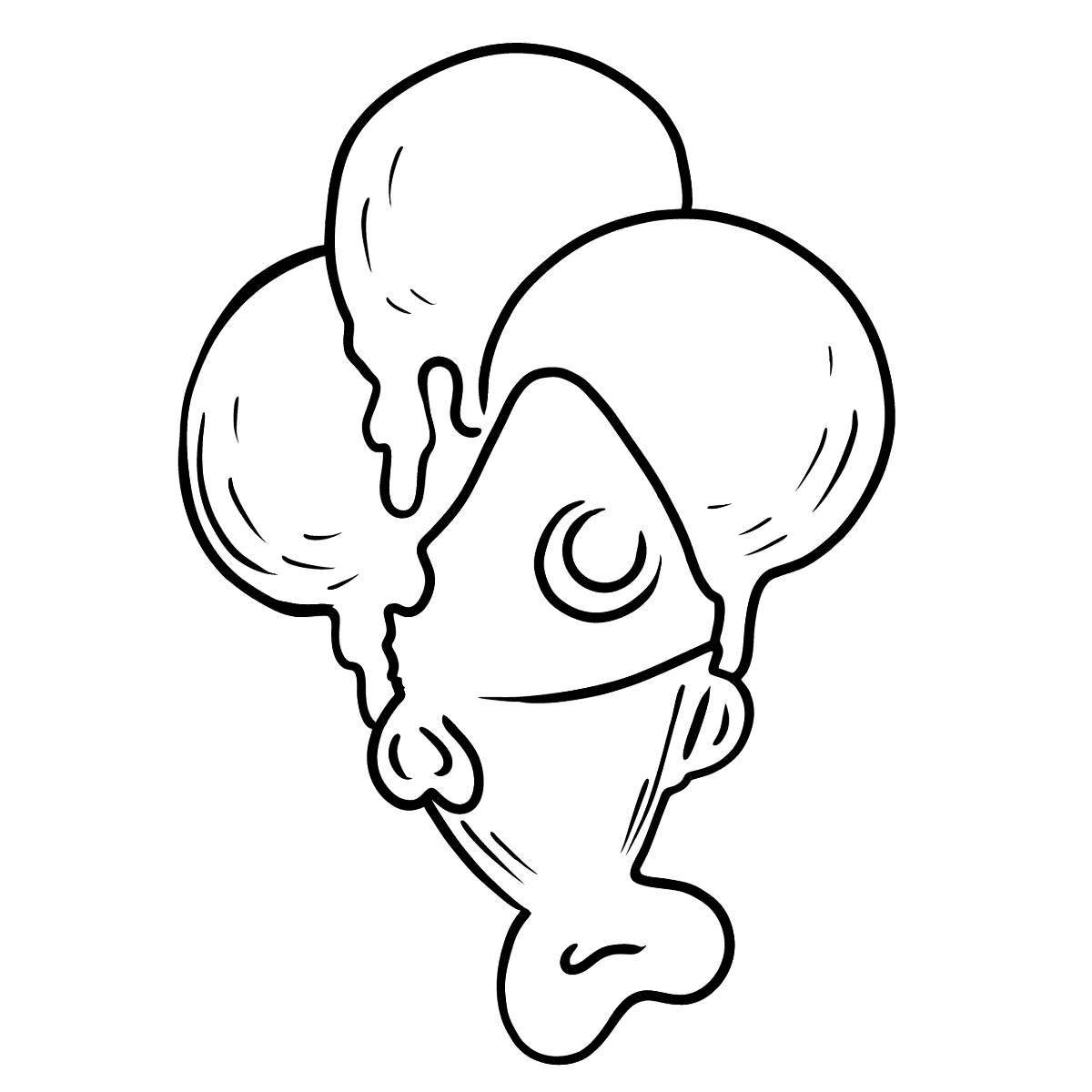 Coloring page with chewing gum