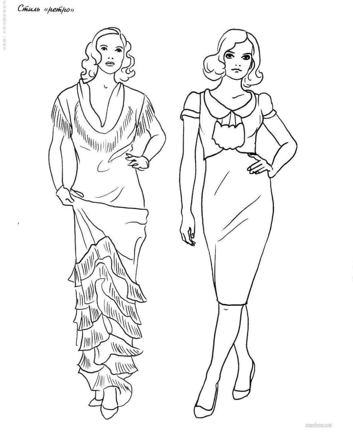 Coloring page stylish fashion show