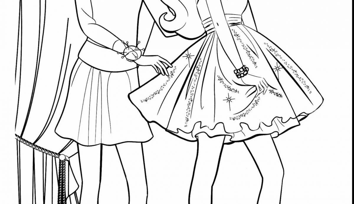 Coloring page exquisite fashion show