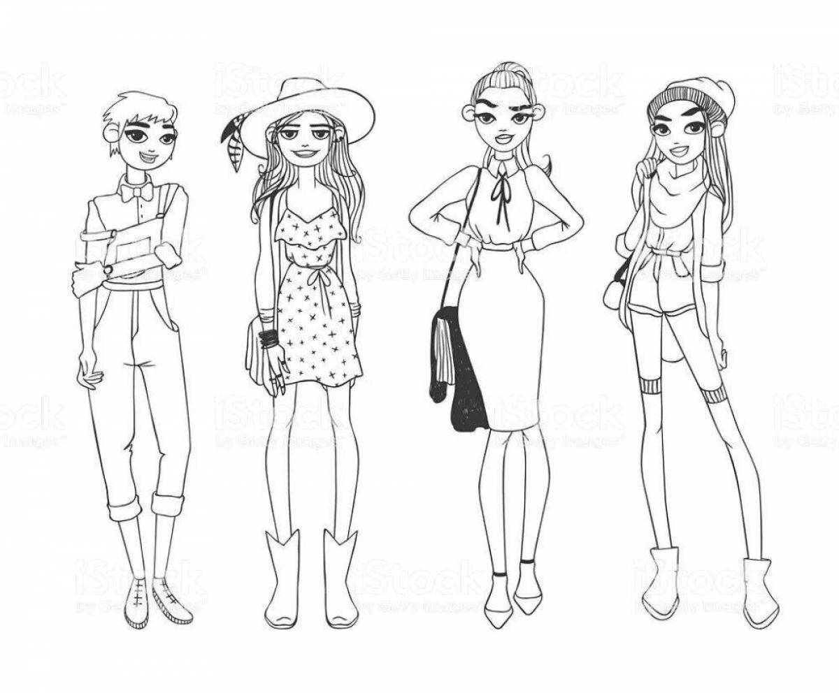 Coloring page luxury fashion show
