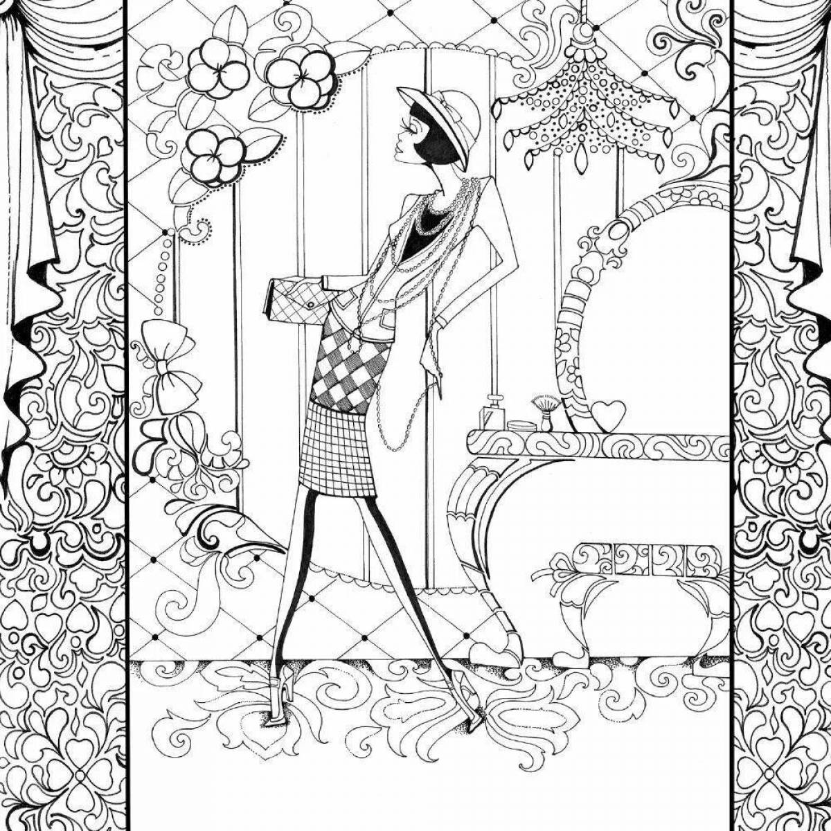 Coloring page playful fashion show