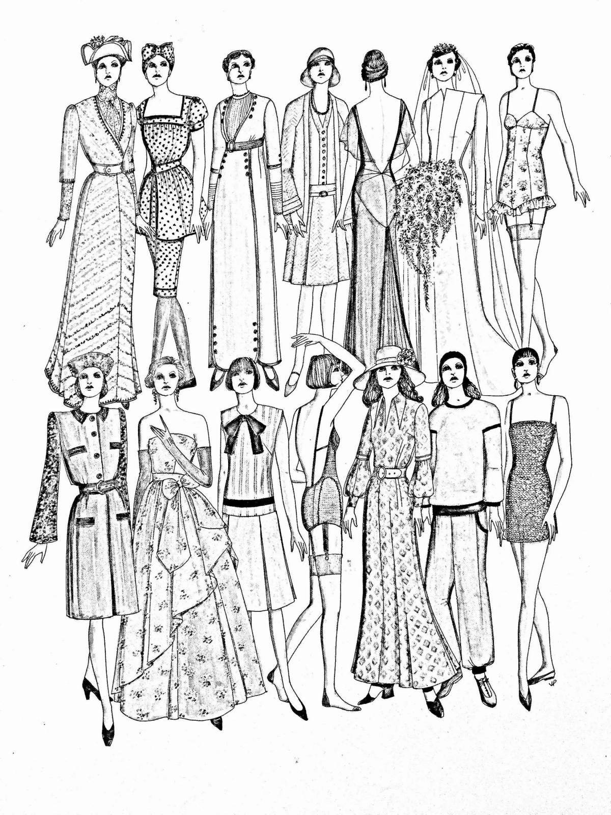 Coloring page attractive fashion show